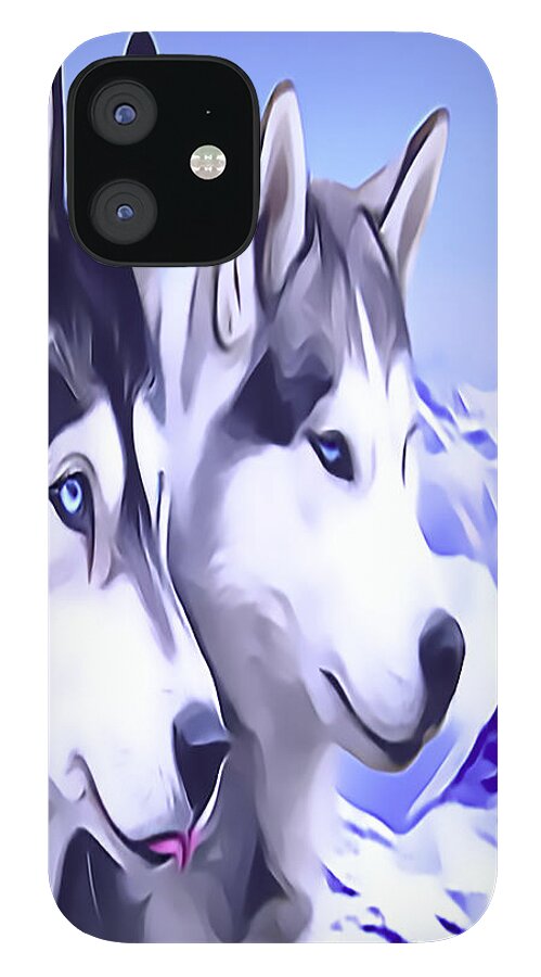 2 Siberian Huskies iPhone 12 Mini Case by Sun Leil - Pixels
