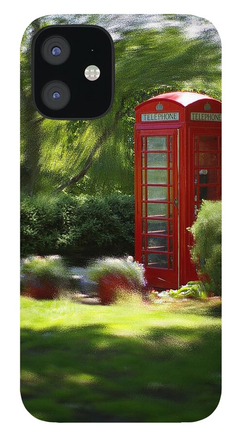 Red Phone Booth iPhone 12 Case featuring the photograph Booth at the Park by Randy Pollard
