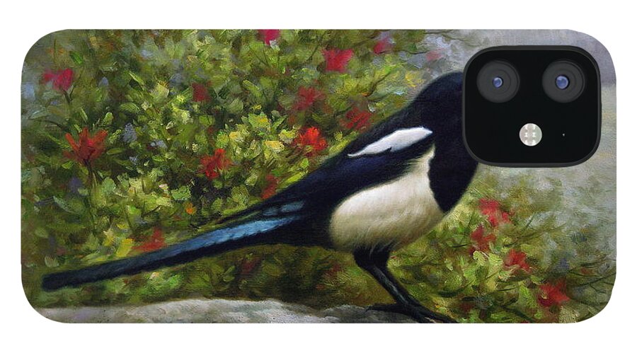 Magpie iPhone 12 Case featuring the painting Magpie by Yoo Choong Yeul