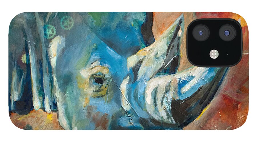 Rhino iPhone 12 Case featuring the painting Another Pretty Face by Sharon Sieben