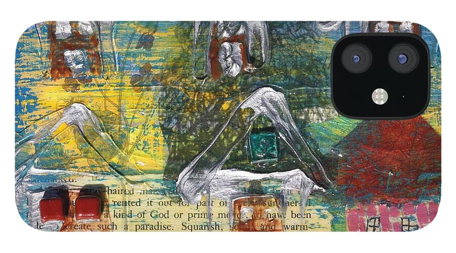 House iPhone 12 Case featuring the mixed media Brown House No 3 #2 by Dawn Boswell Burke