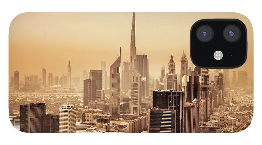 Arabia iPhone 12 Case featuring the photograph Dubai Downtown Skyscrapers And Office #1 by Leopatrizi