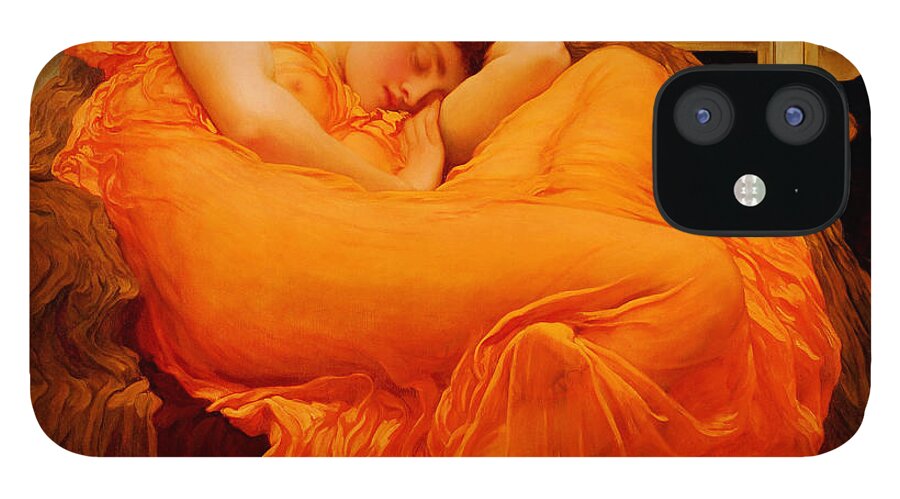 Frederick Leighton iPhone 12 Case featuring the painting Flaming June #3 by Celestial Images