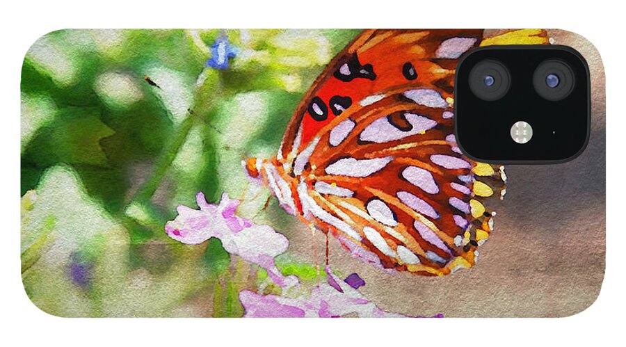 Butterflies iPhone 12 Case featuring the photograph Gulf Fritilary 2 WC by Ken Williams