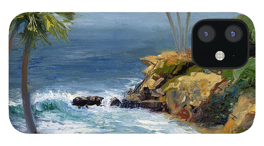 Laguna Beach iPhone 12 Case featuring the painting Heisler Park #1 by Alice Leggett
