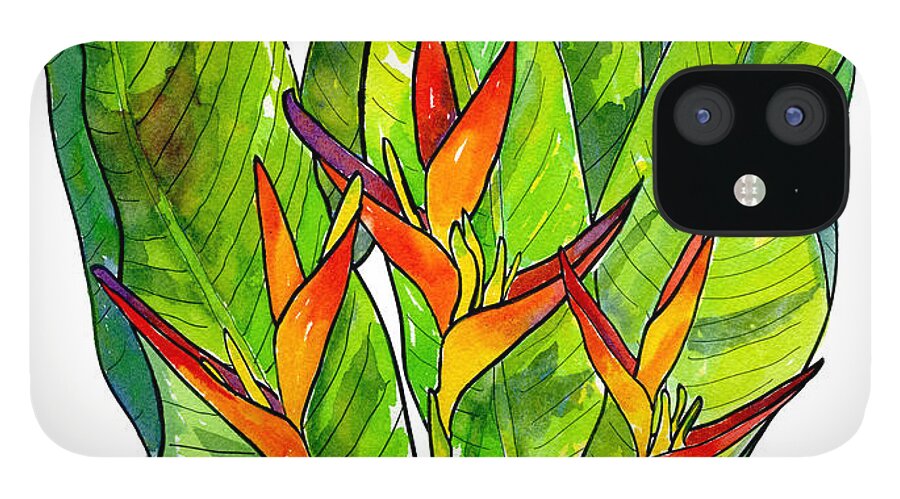 Heliconia iPhone 12 Case featuring the painting Heliconia by Diane Thornton