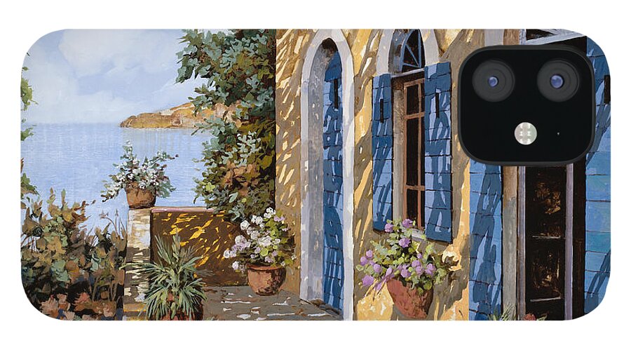 Blue Doors iPhone 12 Case featuring the painting Altre Porte Blu by Guido Borelli