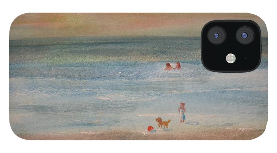 Sea iPhone 12 Case featuring the painting Lets Play #1 by Denise Tomasura
