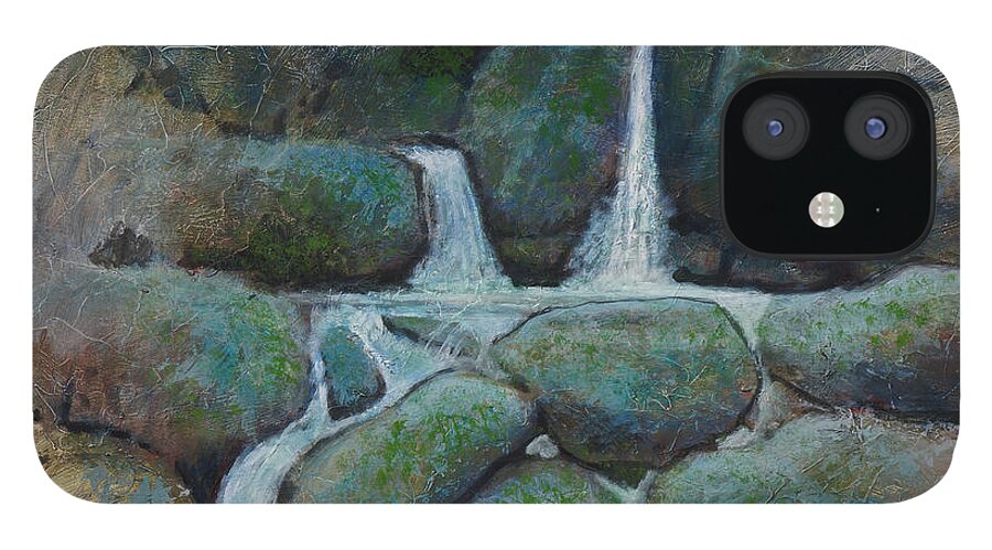 Falls iPhone 12 Case featuring the painting Mountain Stream #1 by Robert Bissett