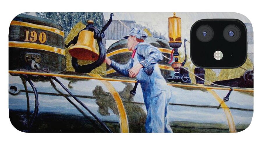 Trains iPhone 12 Case featuring the painting Reflecting on Tweetsie by Stacy C Bottoms