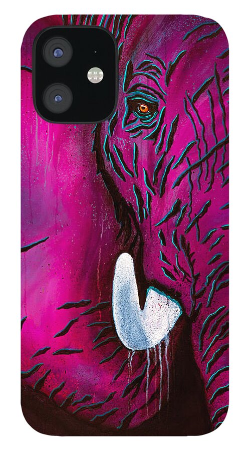 Elephant iPhone 12 Case featuring the painting Seeing Pink Elephants by Dede Koll