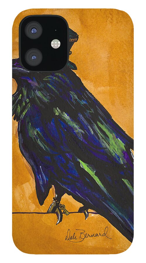 Raven iPhone 12 Case featuring the painting Uncommon Raven Love 4 #1 by Dale Bernard