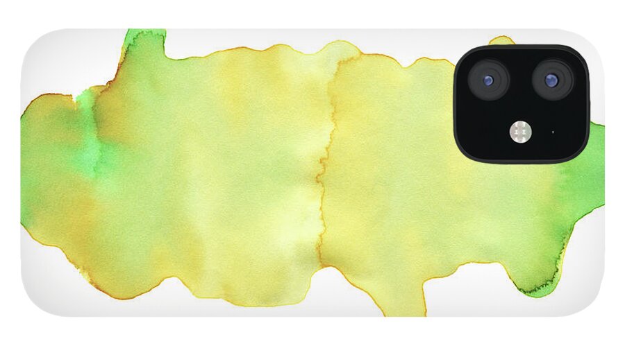 Watercolor Painting iPhone 12 Case featuring the digital art Yellow Green Watercolor Paint Texture #1 by 4khz