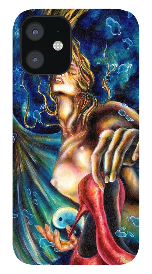 Unique Zodiac Art iPhone 12 Case featuring the painting 12 signs series Pisces by Hiroko Sakai