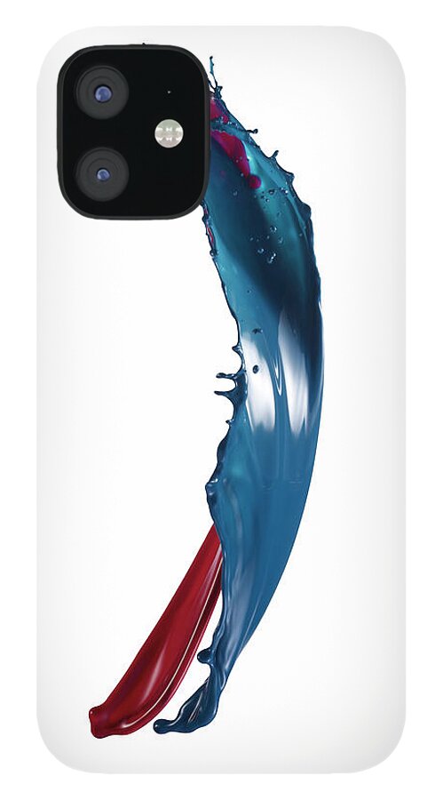 White Background iPhone 12 Case featuring the photograph Splashing Of The Color Paint #14 by Level1studio