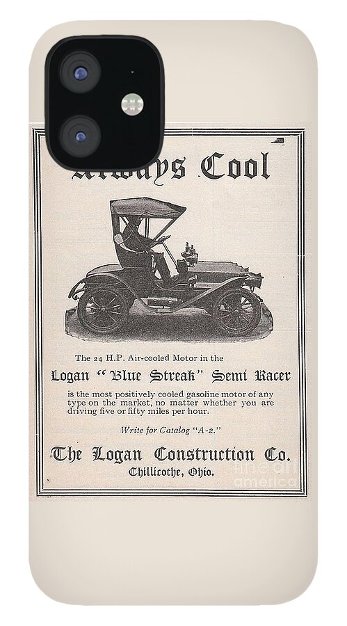 Logan iPhone 12 Case featuring the photograph 1905 Logan Automobile Poster by Charles Robinson