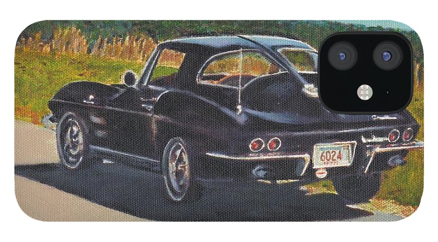 Corvette iPhone 12 Case featuring the painting 1963 Corvette on the Mountain by Cliff Wilson