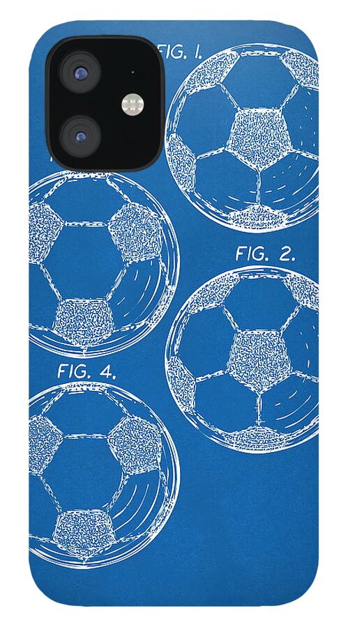 Soccer iPhone 12 Case featuring the digital art 1964 Soccerball Patent Artwork - Blueprint by Nikki Marie Smith