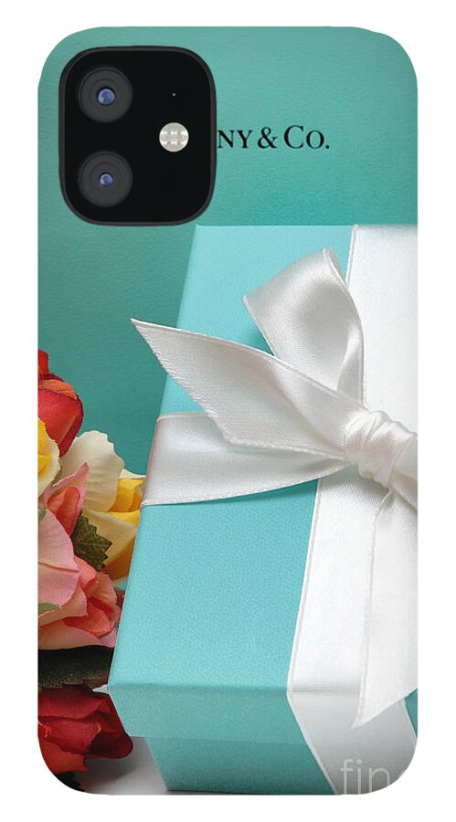 Anniversary iPhone 12 Case featuring the photograph Little Blue Gift Box #2 by Amy Cicconi