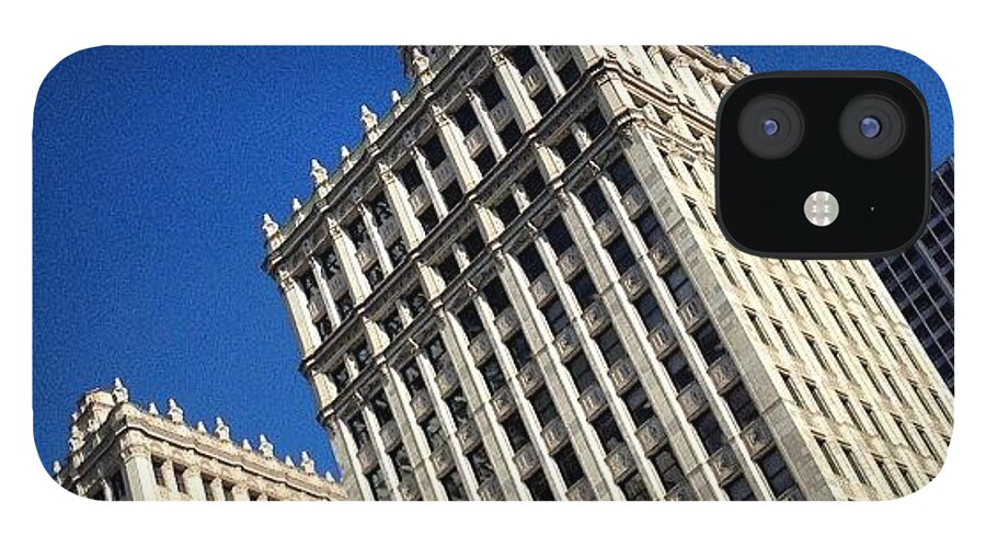 City iPhone 12 Case featuring the photograph Wrigley Building- Chicago #2 by Mike Maher