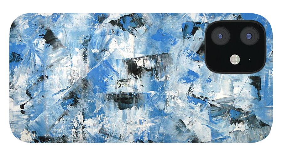 Abstract iPhone 12 Case featuring the painting 32 Degrees Below by J Loren Reedy