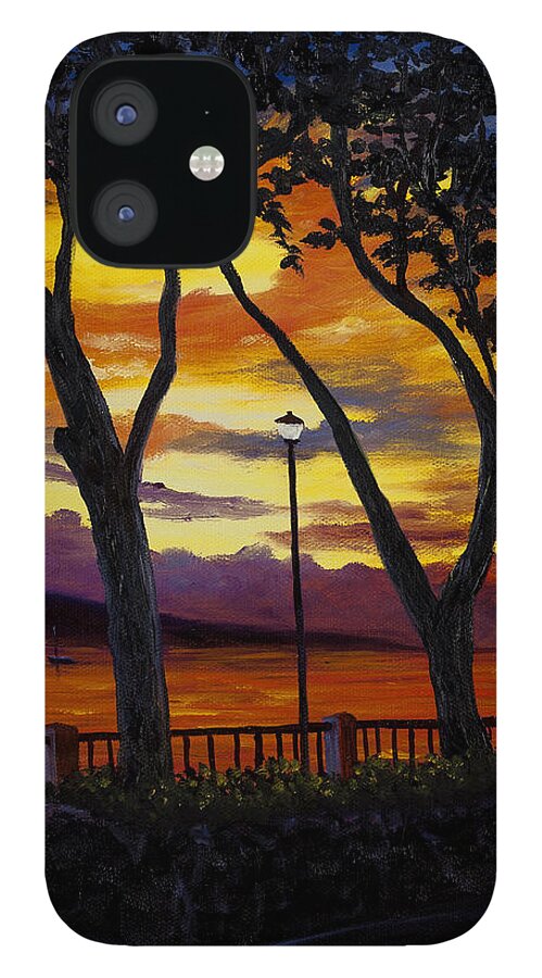 Seascape iPhone 12 Case featuring the painting Lahaina Sunset by Darice Machel McGuire