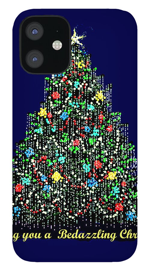 Christmas iPhone 12 Case featuring the digital art A Bedazzling Christmas by R Allen Swezey