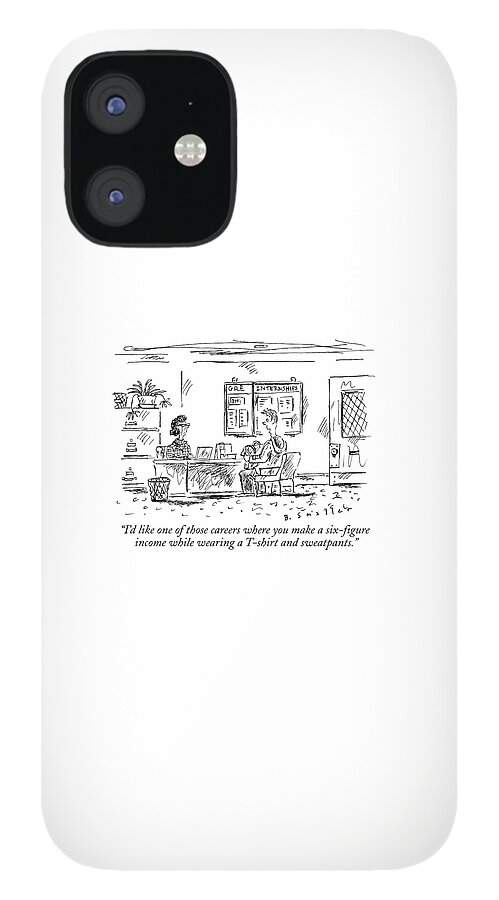 A Boy Sits Across From A Woman Behind A Desk iPhone 12 Case