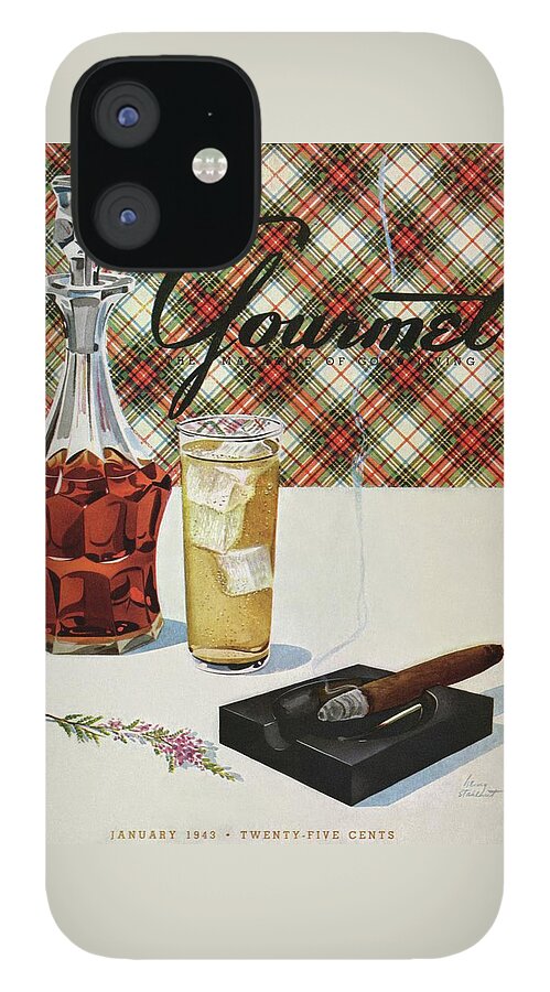 A Cigar In An Ashtray Beside A Drink And Decanter iPhone 12 Case