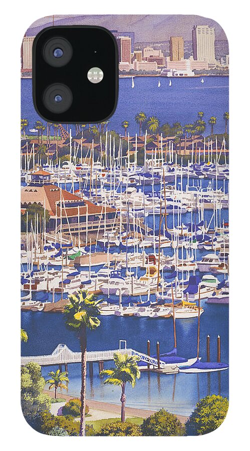 San Diego iPhone 12 Case featuring the painting A Clear Day in San Diego by Mary Helmreich