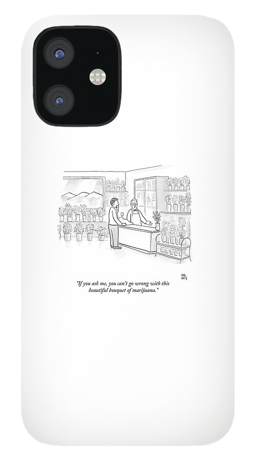A Man Speaks With An Assistant At A Flower Shop iPhone 12 Case