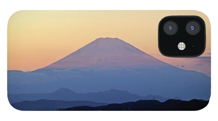 Scenics iPhone 12 Case featuring the photograph A Mt. Fuji Golden Sunset by Lisa Lyons - Moments In Time