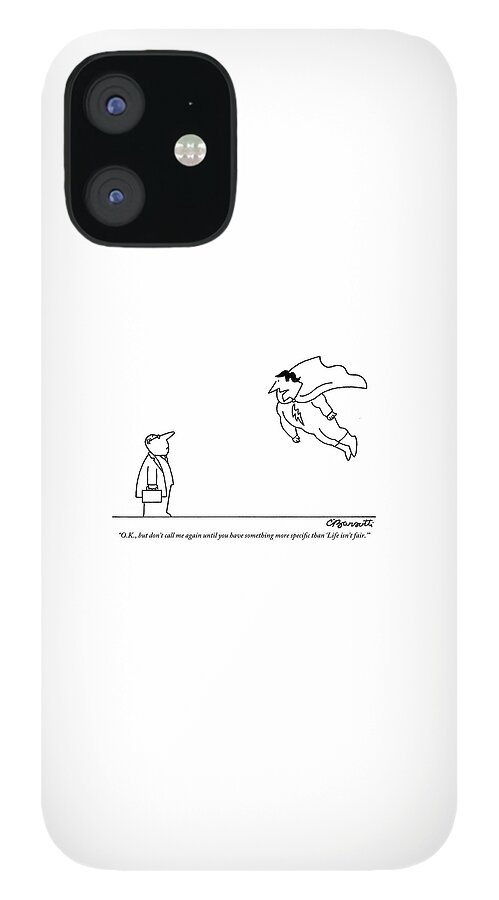 A Superhero Hovers In Front Of A Normal-looking iPhone 12 Case