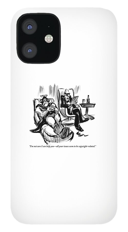 A Superhero Lays In A Chair Talking iPhone 12 Case
