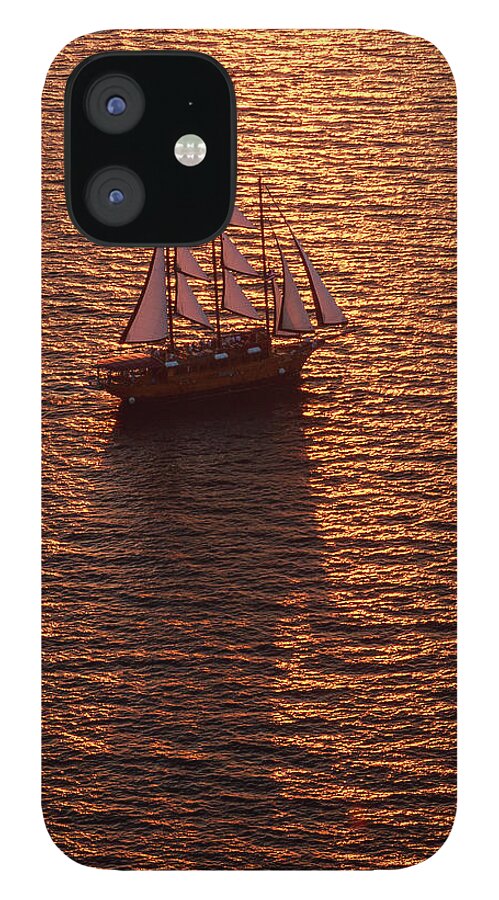 Tranquility iPhone 12 Case featuring the photograph A Three-masted Sailing Ship With Full by Mint Images - Art Wolfe