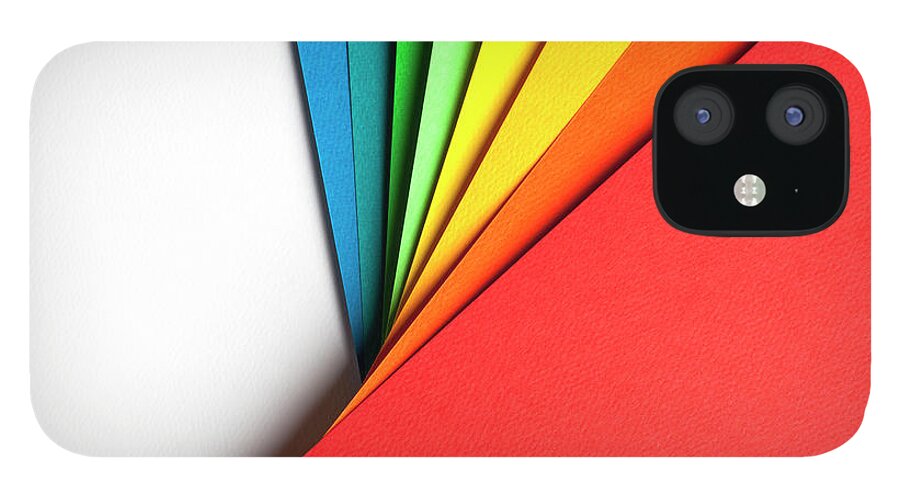 Sharp iPhone 12 Case featuring the photograph Abstract Background With Color Papers by Colormos