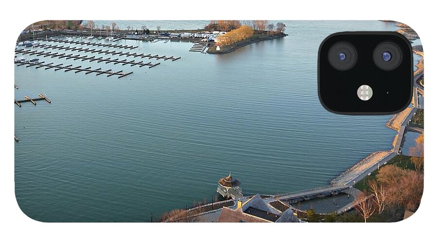 Tranquility iPhone 12 Case featuring the photograph Aerial Shot Of Marina At Dawn by Judy Meikle