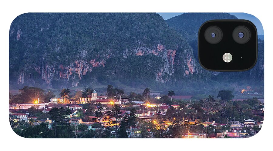 Latin America iPhone 12 Case featuring the photograph Aerial View Of City Rooftops Lit Up At by Pixelchrome Inc