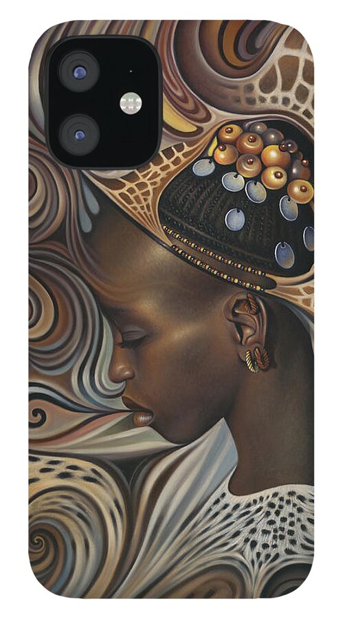 African iPhone 12 Case featuring the painting African Spirits II by Ricardo Chavez-Mendez