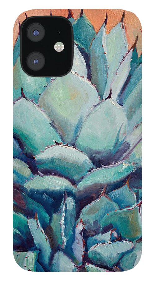 Plant iPhone 12 Case featuring the painting Agave with Pups by Athena Mantle
