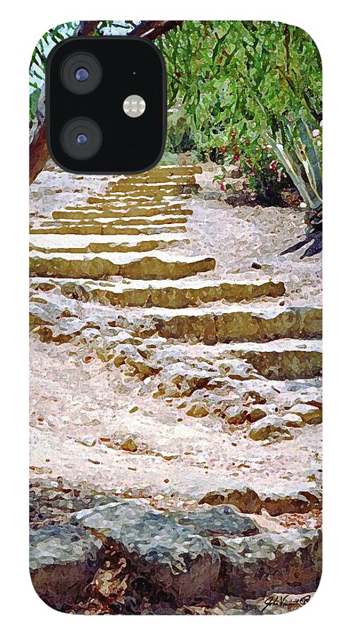 Agrigento Steps iPhone 12 Case featuring the digital art Agrigento Steps by John Vincent Palozzi