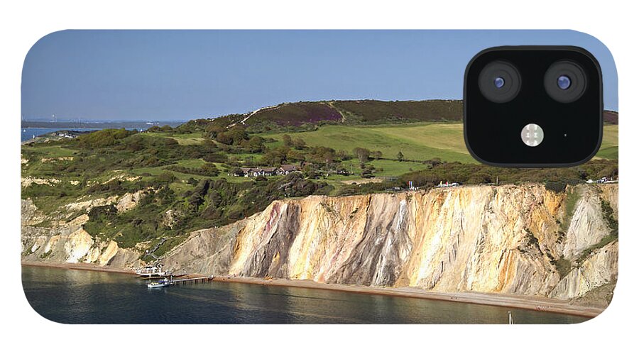 Britain iPhone 12 Case featuring the photograph Alum Bay and the coloured Sand Cliffs by Rod Johnson