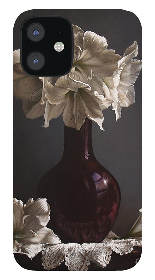 Still Life iPhone 12 Case featuring the painting Amaryllis by Lawrence Preston