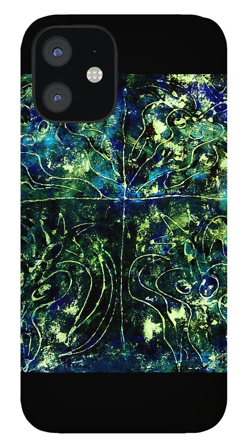 Angels iPhone 12 Case featuring the painting Angels in the Night Sky by Cleaster Cotton