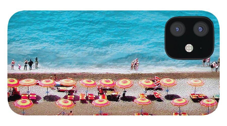 Another Day In Paradise iPhone 12 Case featuring the digital art Another Day in Paradise-Positano-Digitized by Jennie Breeze
