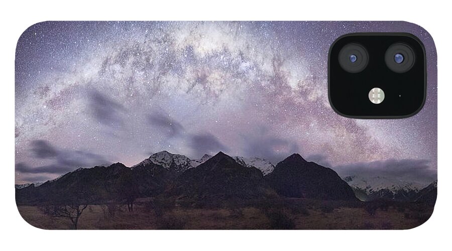 Scenics iPhone 12 Case featuring the photograph Aoraki Mount Cook Milkyway by Kathryn Diehm