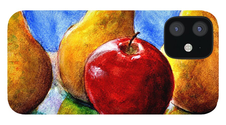 Apple iPhone 12 Case featuring the painting Apple and Three Pears Still Life by Lenora De Lude