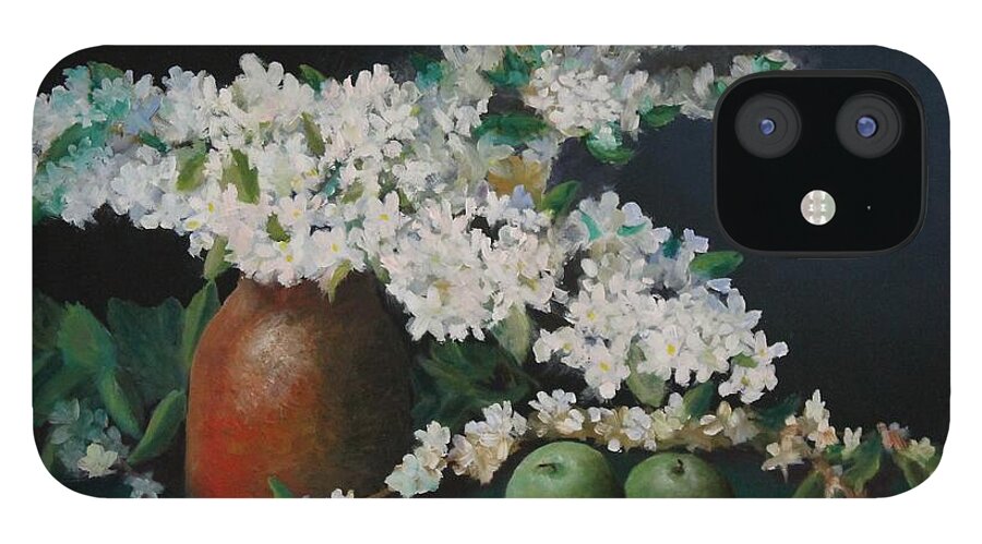 Flower Paintings iPhone 12 Case featuring the painting Apple Blossom Time by Bob Williams
