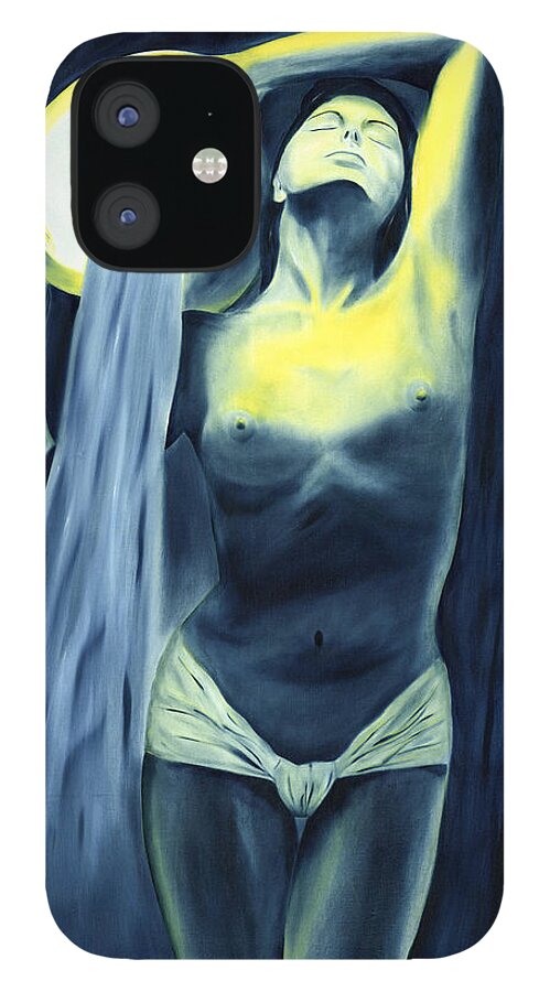Artistic iPhone 12 Case featuring the painting Aquarius by Hakon Soreide