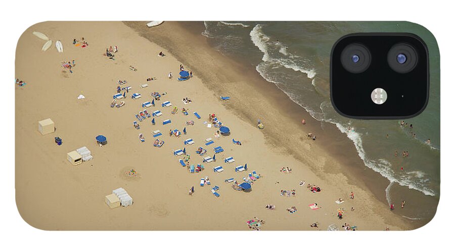 Tranquility iPhone 12 Case featuring the photograph Arial View Of Beach With Sunbathers by Lynda Murtha